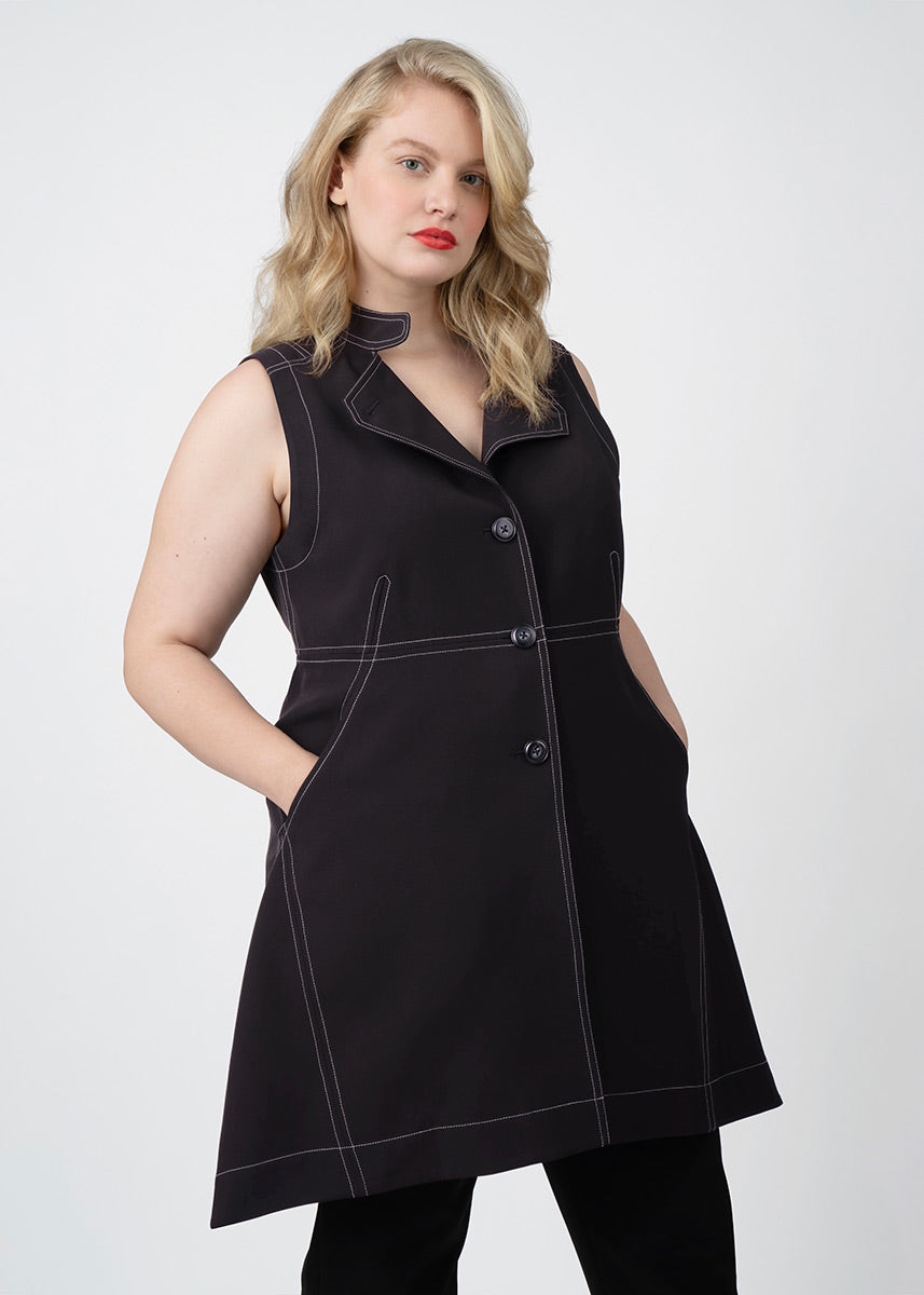 Plus Size Black Layering Vest Sleeveless Blazer - Designer Clothes for Plus Size Women - See Rose Go 2X / Jet Black - See Rose Go Plus Size Black Layering Vest Sleeveless Blazer - Designer Clothes for Plus Size Women - See Rose Go 2X / Jet Black - See Rose Go