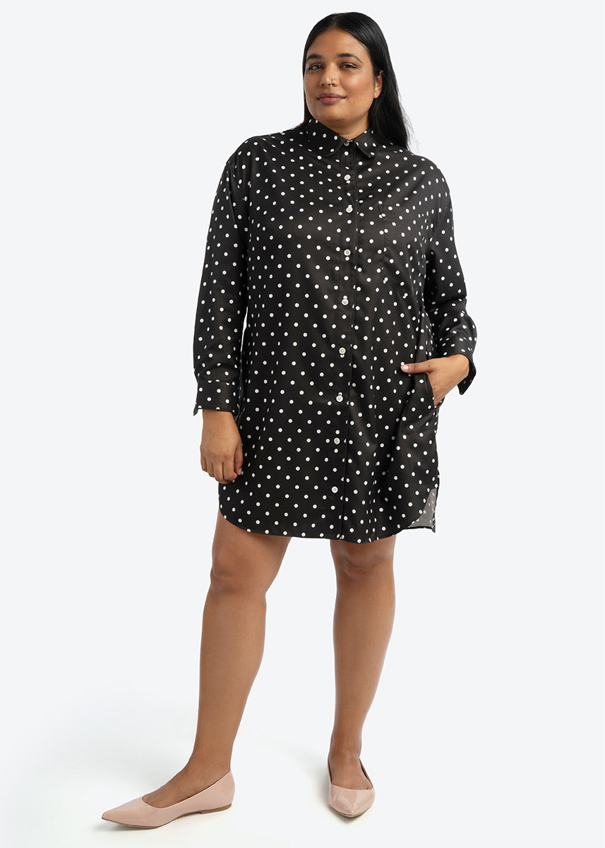 Plus Size Polka Tunic Shirt, Plus Size Chic Clothing - See Rose Go – See ROSE Go