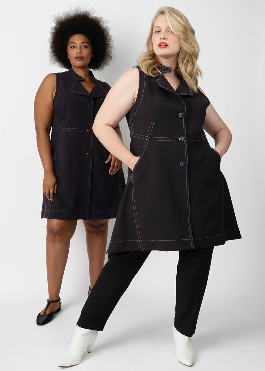 Plus Size Black Layering Vest Sleeveless Blazer - Designer Clothes