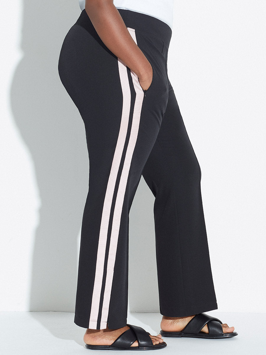Plus Size High Waist Track Pants, Designer Travel Clothing See Rose Go
