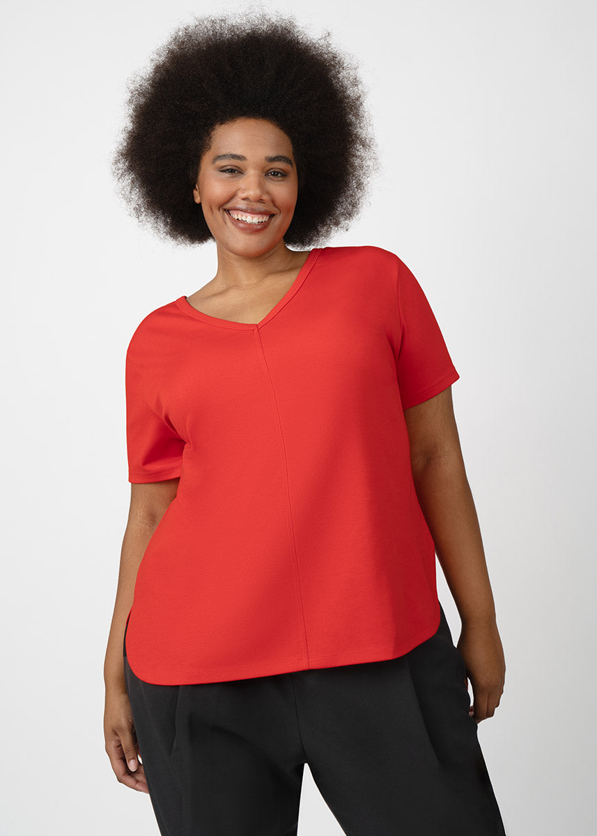 Plus size red v neck t shirt best sale