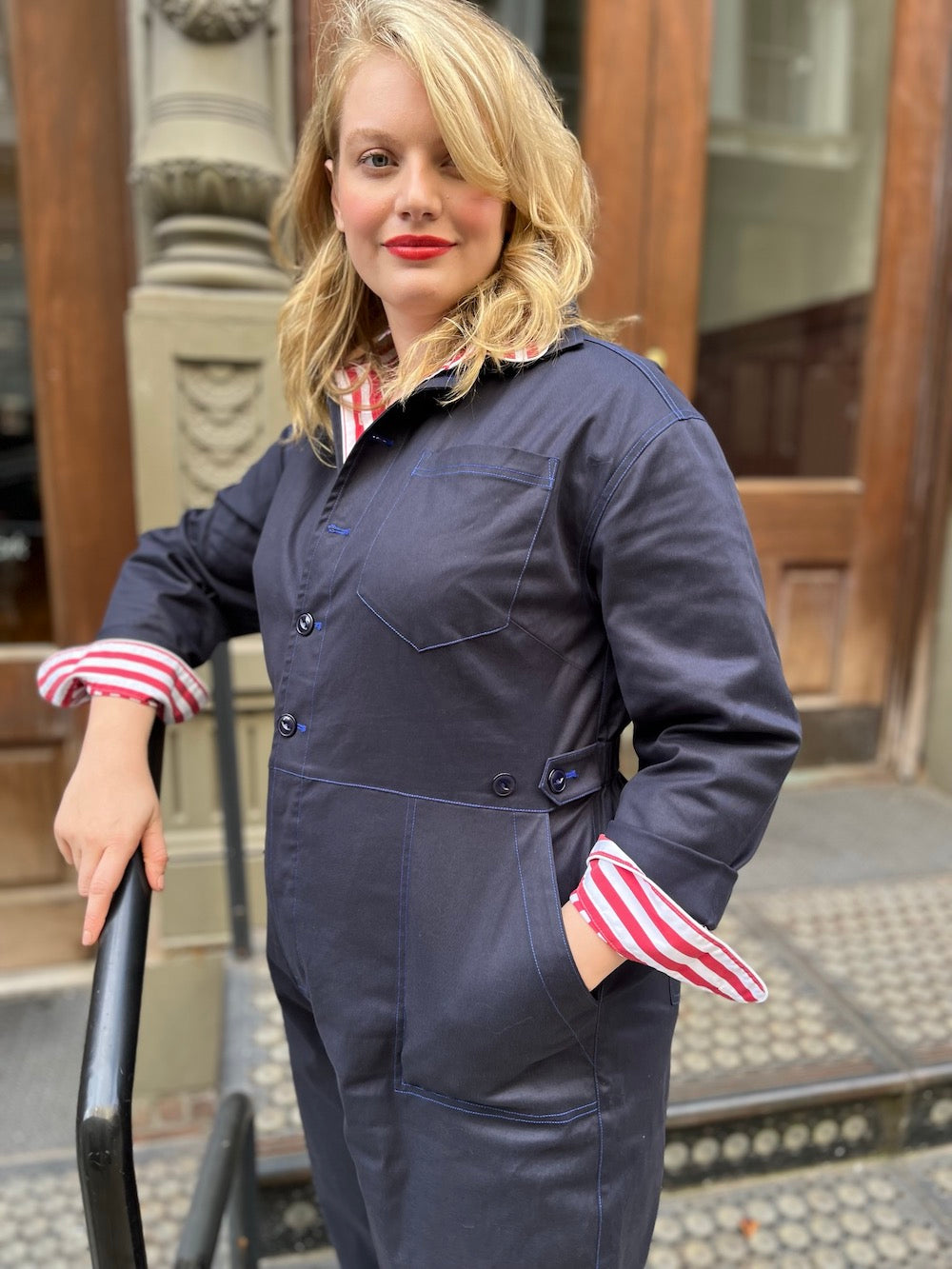 Plus Size Jumpsuit and Boiler Suit in Navy Cool Plus Size Clothing See Rose Go 3X Passport Blue See Rose Go