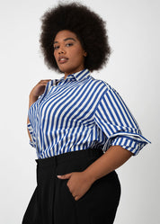 Signature Tunic Shirt Cobalt Stripe