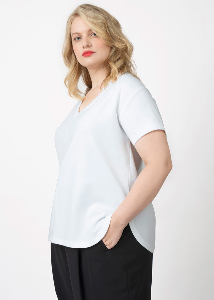 Plus Size White T-Shirt, Women's Plus Size T Shirts - See Rose Go 4X / White Plus Size White T-Shirt, Women's Plus Size T Shirts - See Rose Go 4X / White