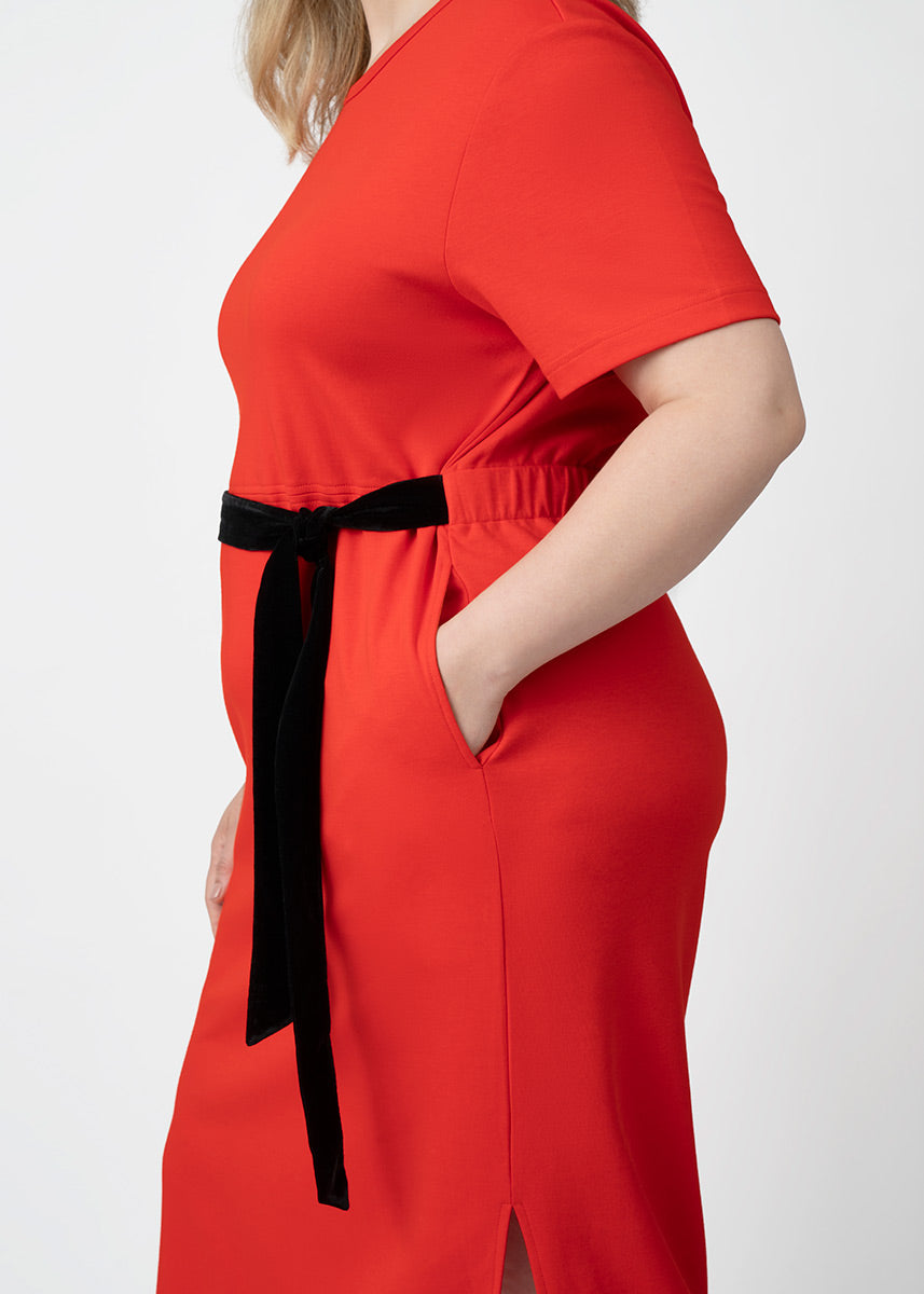 See ROSE Go Plus Size CoolROSE Luxe Knit Midi Dress - Poppy Red See ROSE Go Plus Size CoolROSE Luxe Knit Midi Dress - Poppy Red