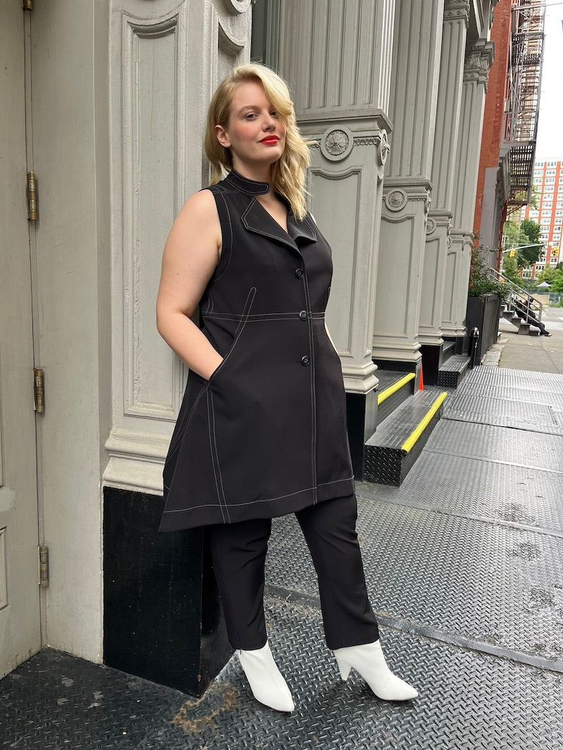 Plus Size Black Layering Vest Sleeveless Blazer - Designer Clothes for Plus Size Women - See Rose Go 2X / Jet Black - See Rose Go Plus Size Black Layering Vest Sleeveless Blazer - Designer Clothes for Plus Size Women - See Rose Go 2X / Jet Black - See Rose Go
