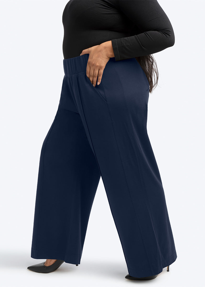 Plain Navy Blue Women Plus Size Straight Leg Trouser, For Casual Wear at Rs  2999/piece in Bengaluru