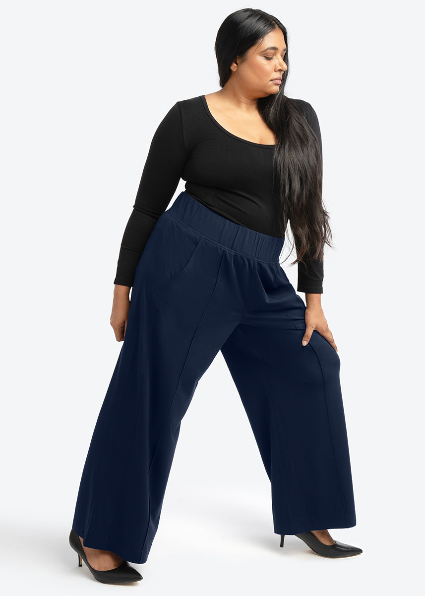 Plus Size Wide Leg Pant in Navy, Cool Plus Size Clothing - See Rose Go –  See ROSE Go