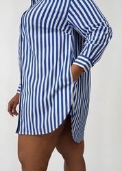 Signature Tunic Shirt Cobalt Stripe