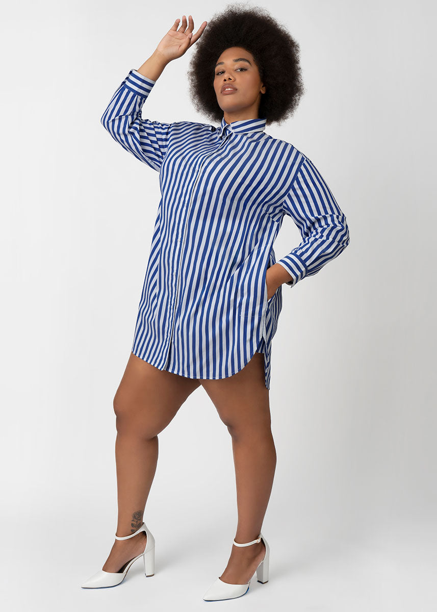 Signature Tunic Shirt Cobalt Stripe