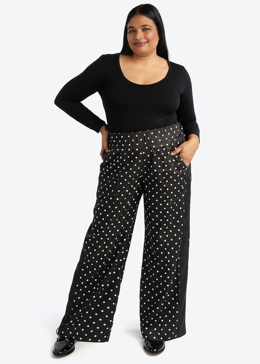 Plus Size Wide Leg Polka Dot Pant, Cool Plus Size Clothing - See