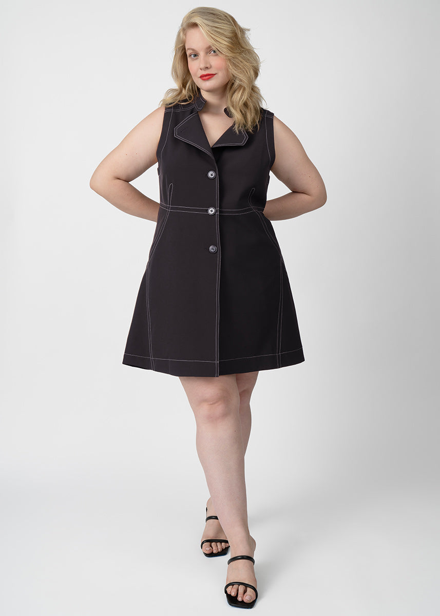 Plus Size Black Layering Vest Sleeveless Blazer - Designer Clothes for Plus Size Women