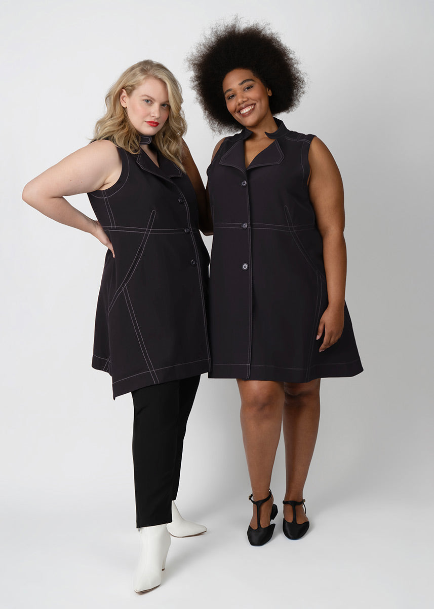 Plus Size Black Layering Vest Sleeveless Blazer - Designer Clothes for Plus Size Women