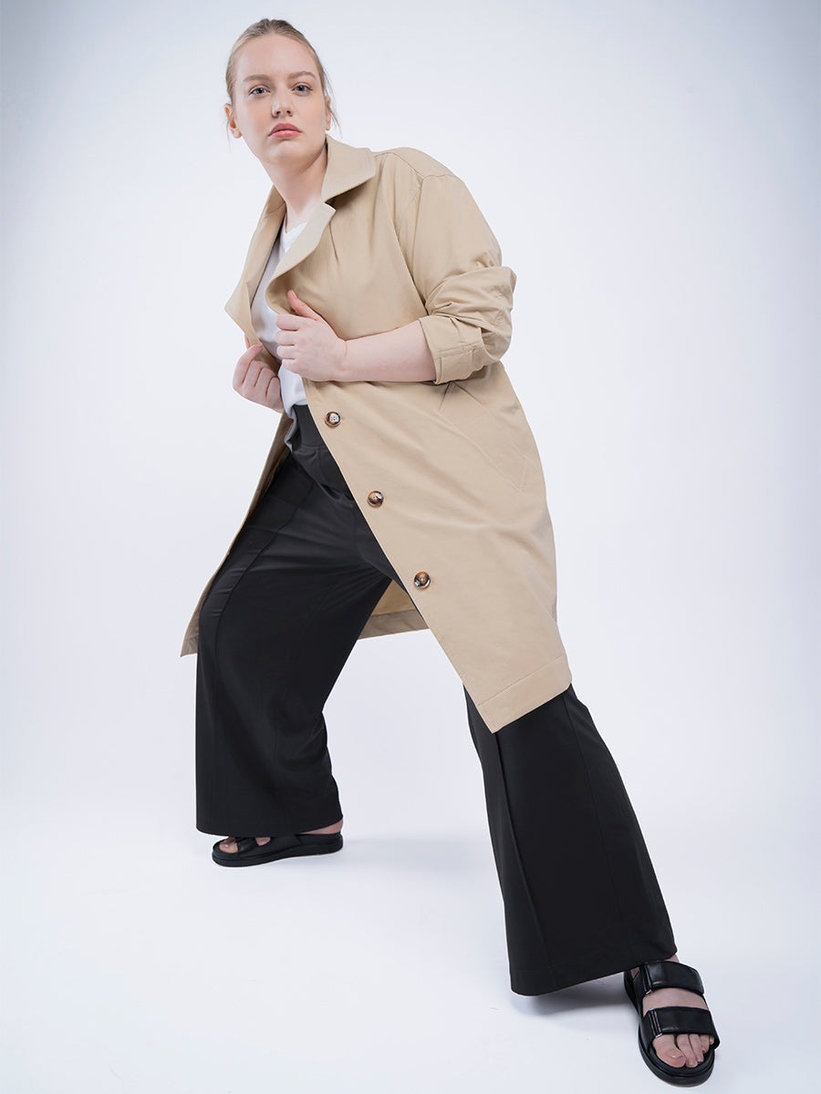 Plus Size Trench Coat in Khaki, Chic Plus Size Clothing See Rose
