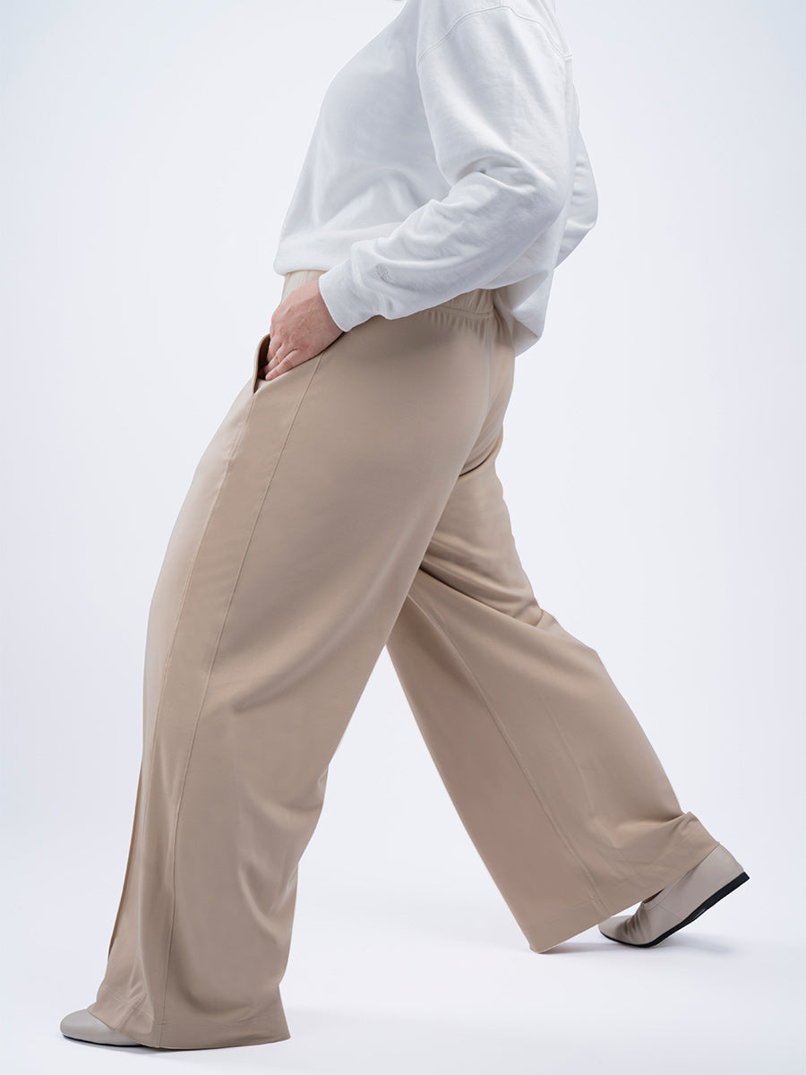 Wide-legged Mid-rise Pant, Customizable 100% Cotton Pant, Solid Elasticated Waist  Pant, Pant With Pockets, Plus Size, Petite, Tall Cw Etsw 
