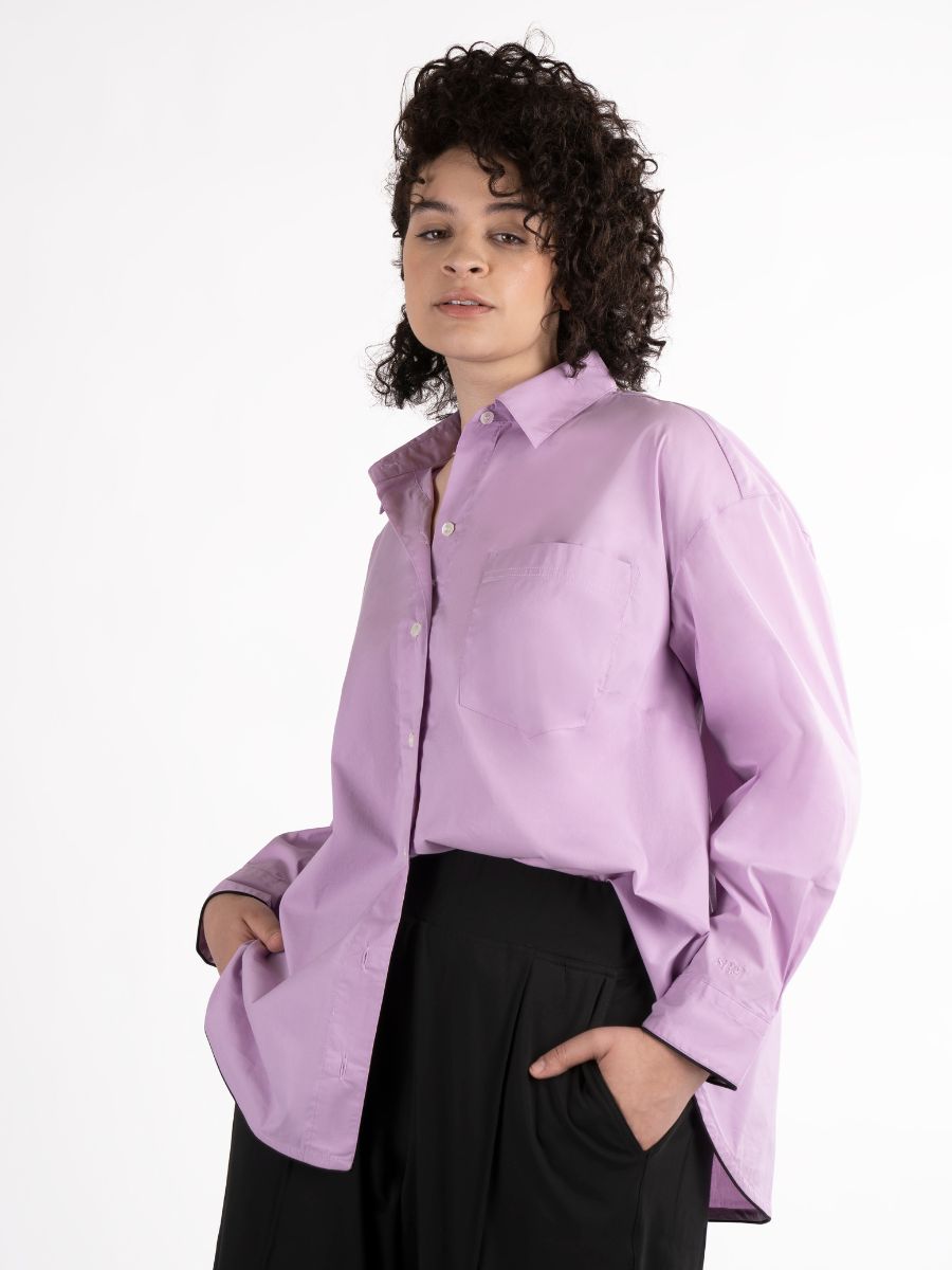 Plus Size Button Down Shirt in Lilac, Fashionable Plus Size Clothing - See  Rose Go – See ROSE Go