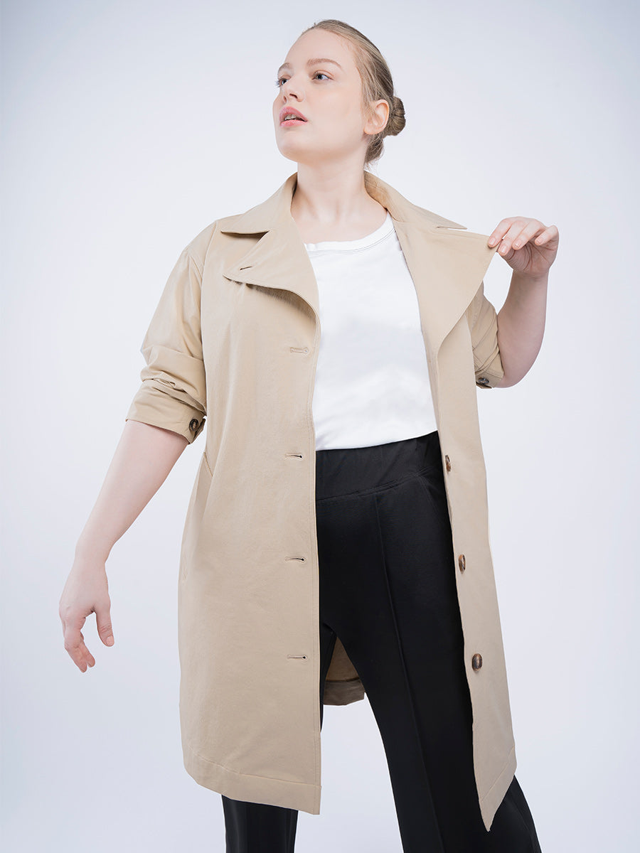 Plus Size Trench Coat in Khaki Chic Plus Size Clothing See Rose Go See ROSE Go